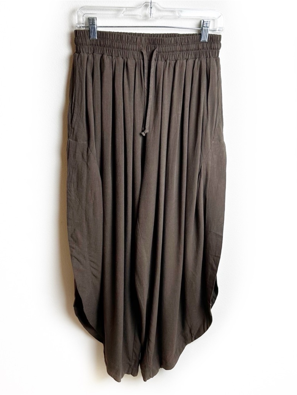 NWT Tarse Linen blend wide leg split skirt pants loose palazzo pants brown S